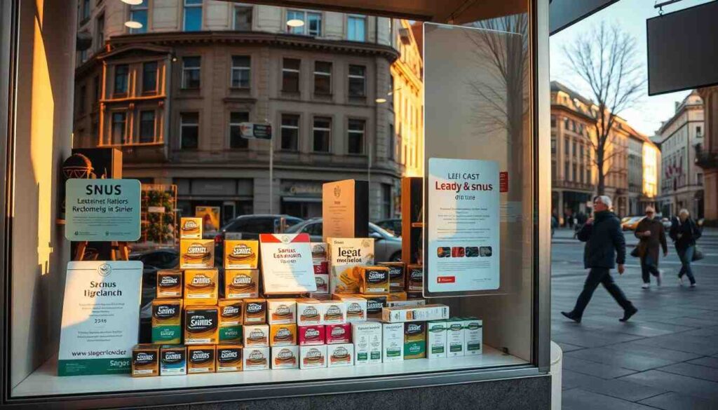 Shop window of a tobacconist's in Munich city centre.